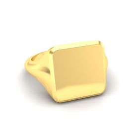 Vierkante 18krt geelgouden zegel ring met een as compartent.