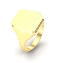 Achtkante 18krt geelgouden zegel ring met een as compartent.