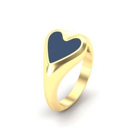 Hartvormige as compartiment zegel ring met blauwe lagensteen.