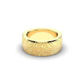 Ontdek deze prachtige brede geelgouden vingerafdruk ring die in alle edelmetalen verkrijgbaar zijn.
