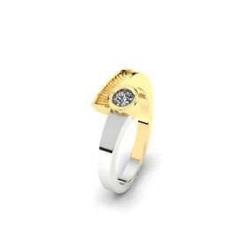 Vingerafdruk ring met diamant, edelsteen en lab diamant.