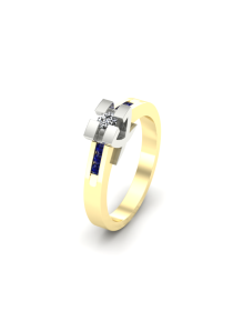 14, 18 karaat of zilver 3080-EST-Asring met diamant, blauwe saffier, smaragd of robijn
